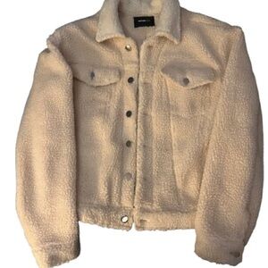 Fashion Nova Cream Teddy Jacket